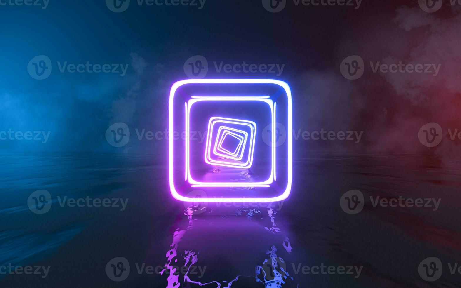 Abstract neon lines with dark background, 3d rendering. photo