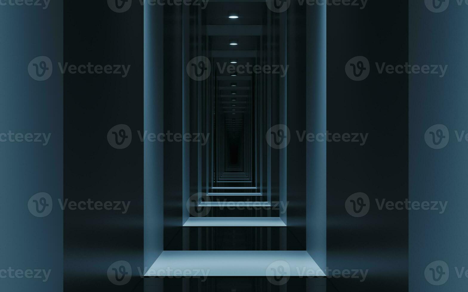 Dark tunnel background, 3d rendering. photo