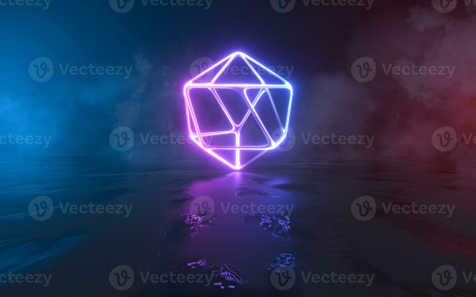 Abstract neon lines with dark background, 3d rendering. photo