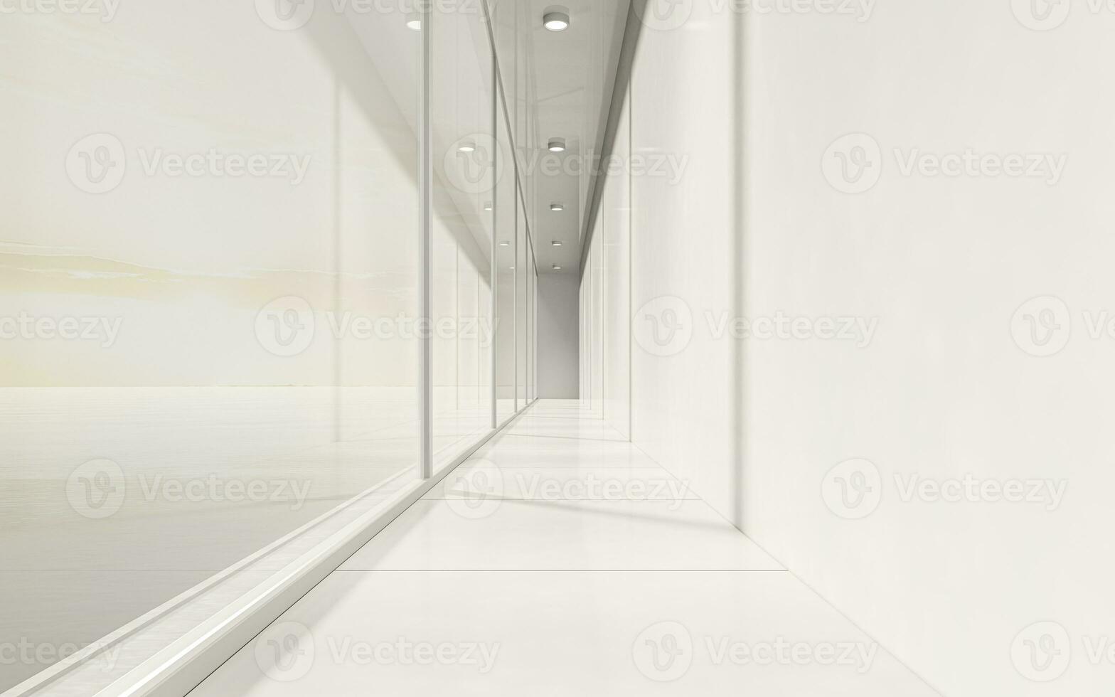 White empty corridor, 3d rendering. photo