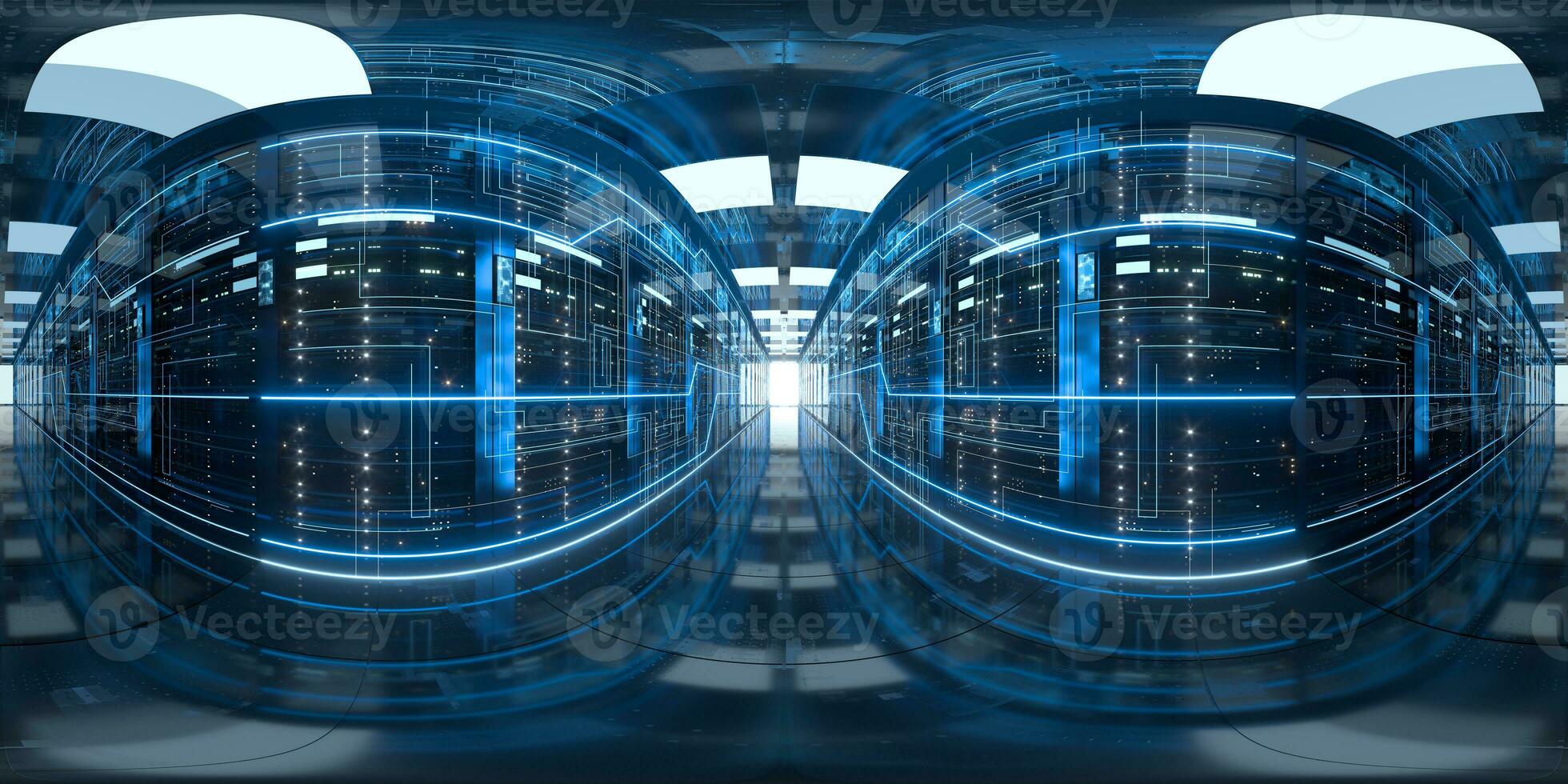 Server racks in computer network security server room data center, 3d rendering. photo