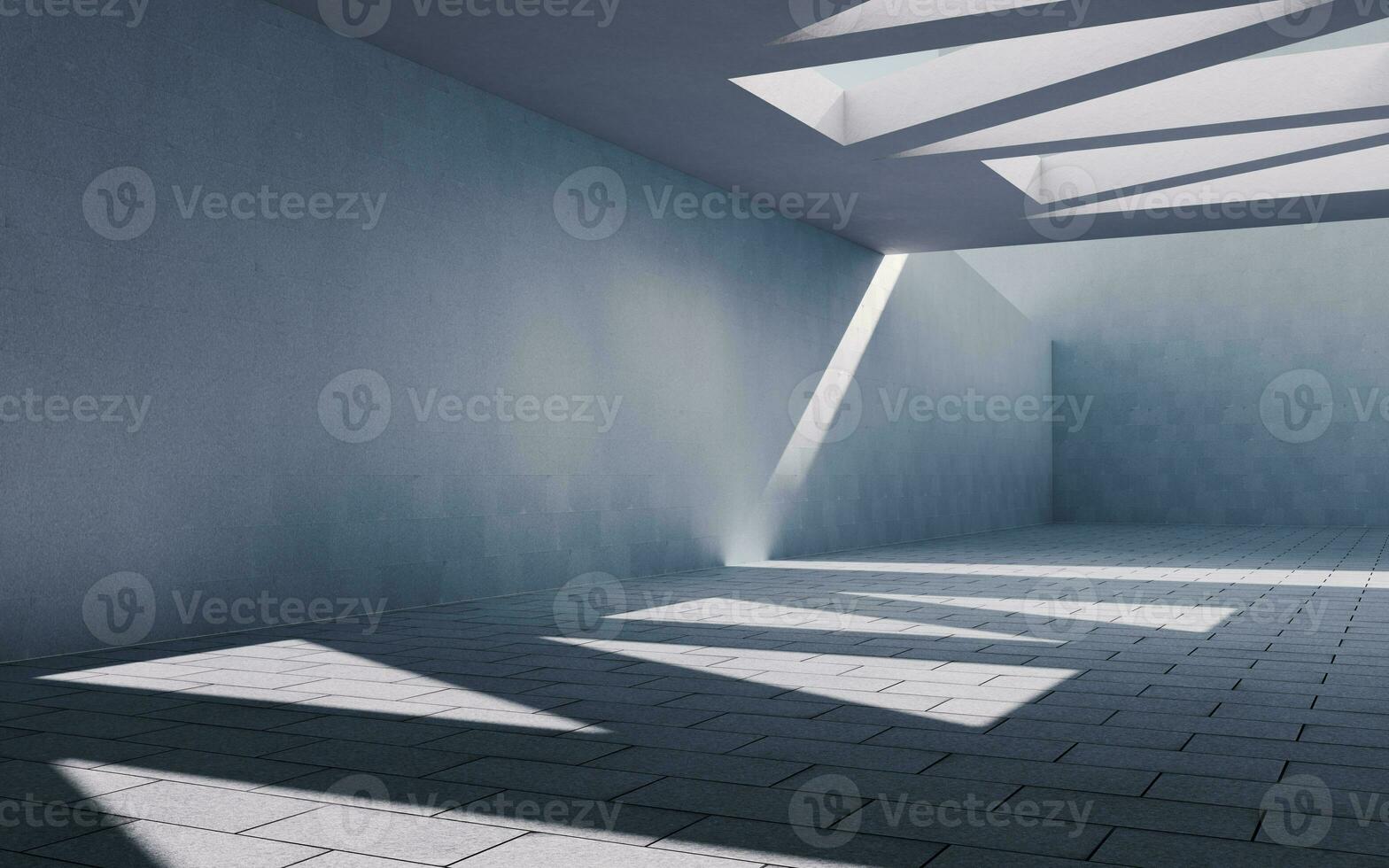 Concrete building with sunlight comes in, 3d rendering. photo