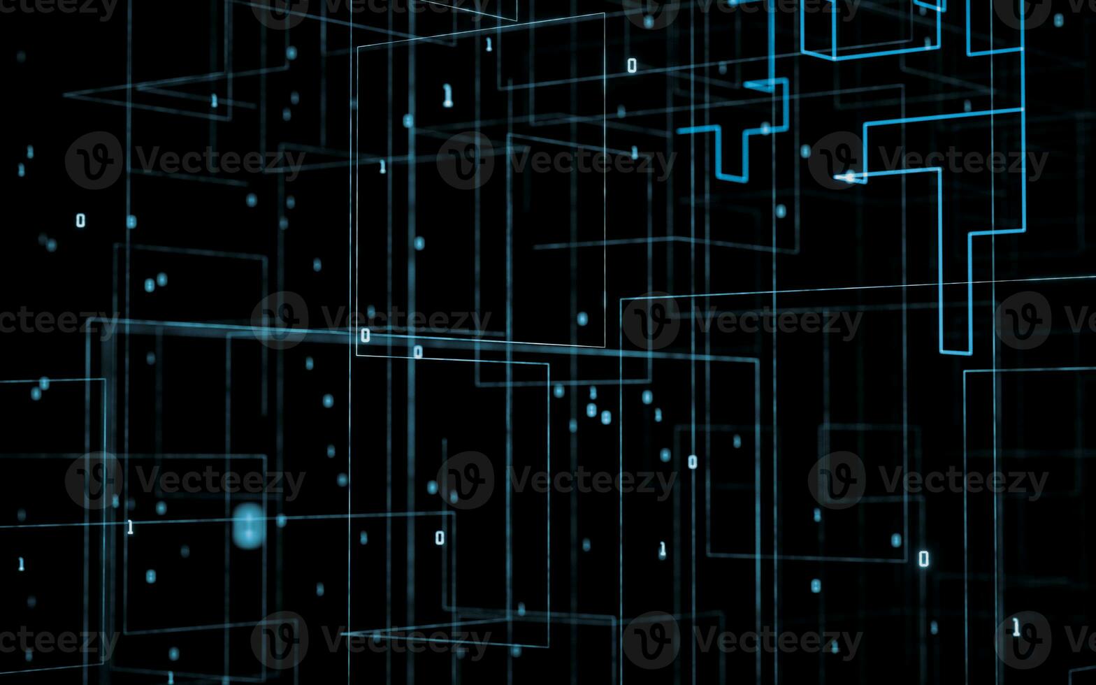 Abstract electrical lines with dark background, 3d rendering. photo