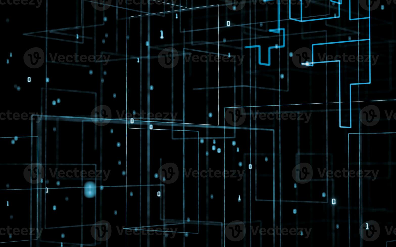 Abstract electrical lines with dark background, 3d rendering. photo