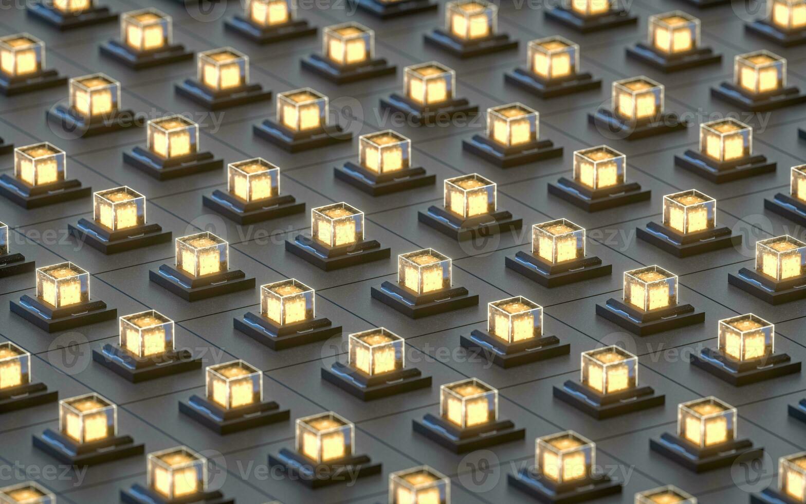 Creative electronics crystals cubes, 3d rendering. photo