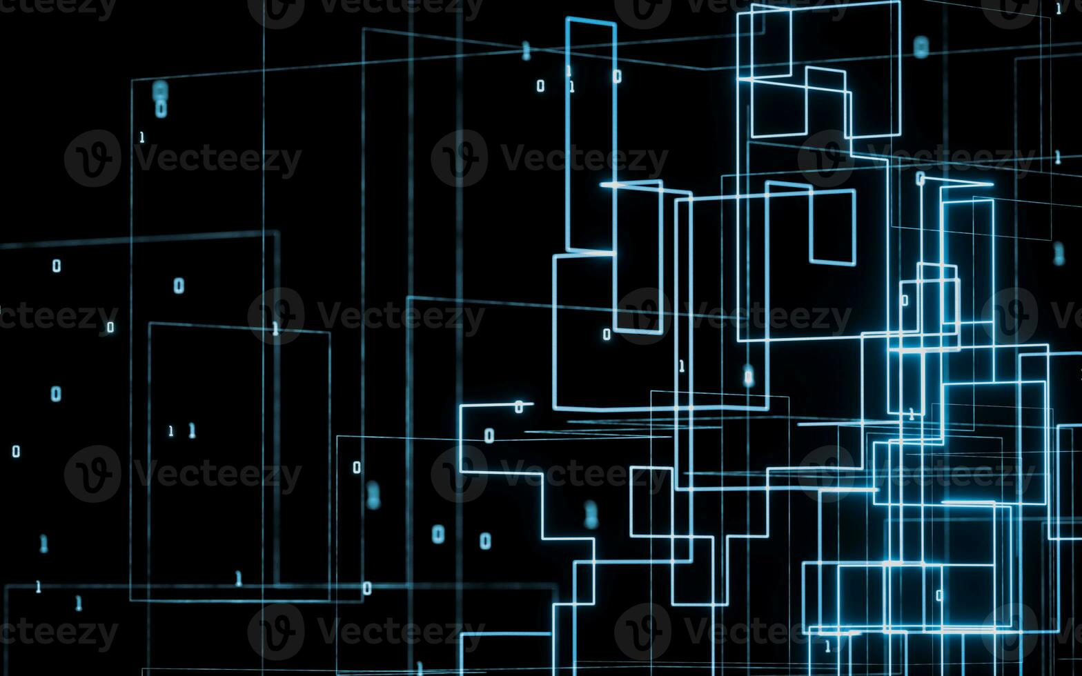 Abstract electrical lines with dark background, 3d rendering. photo