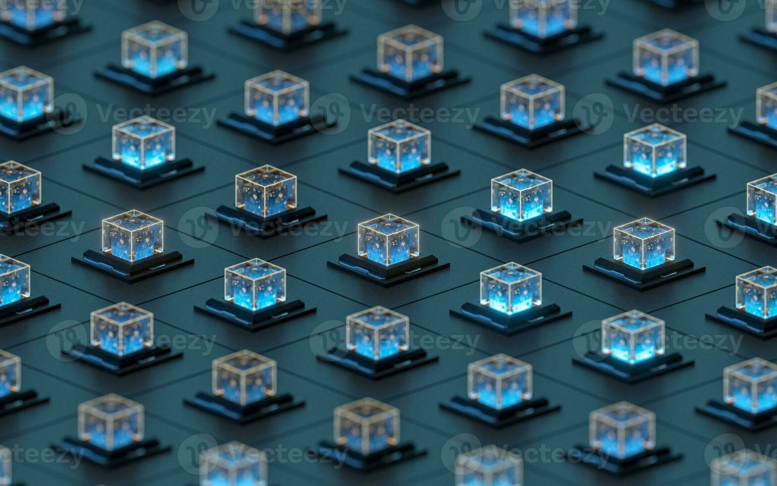 Creative electronics crystals cubes, 3d rendering. photo