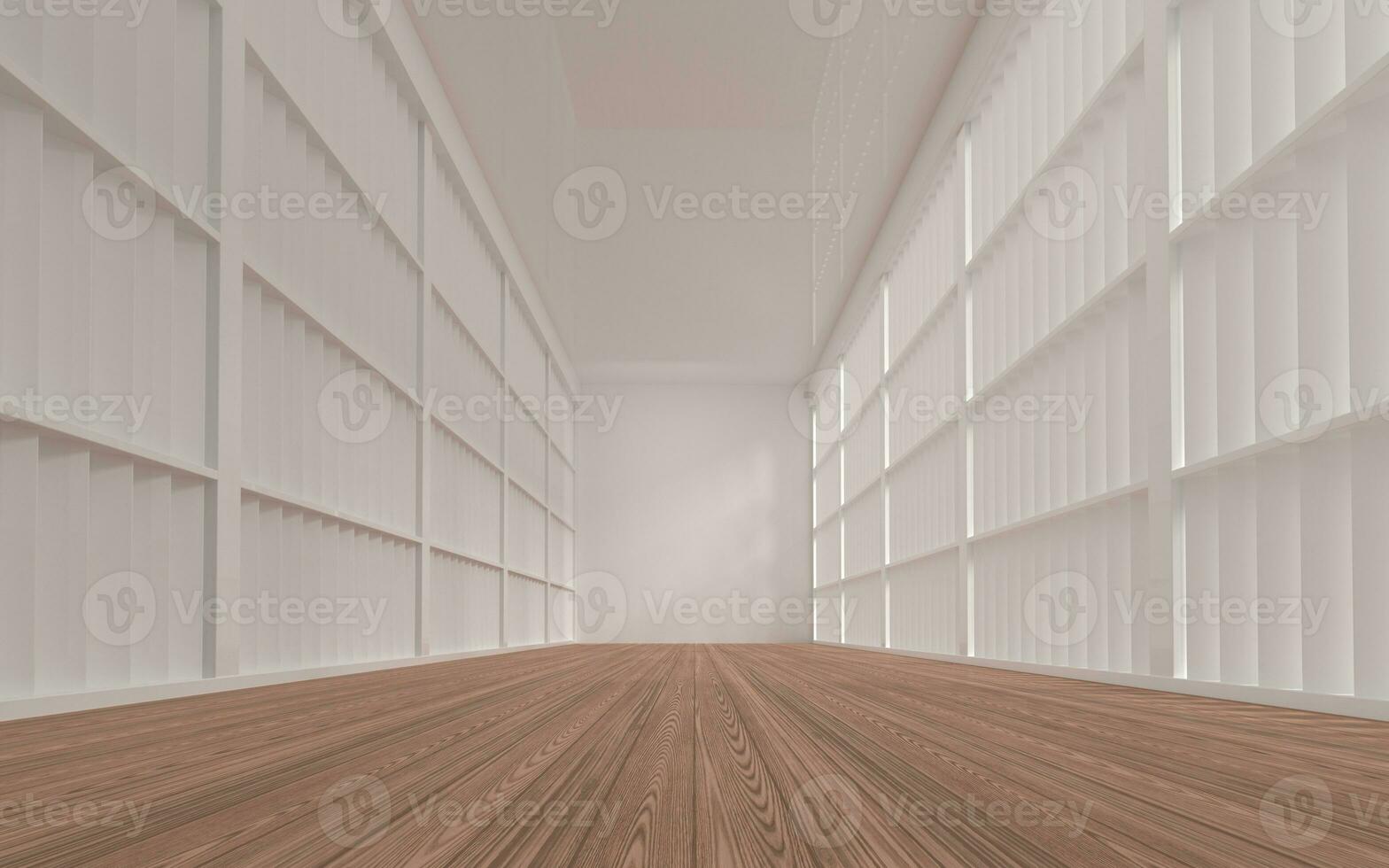 Empty room with wooden floor, 3d rendering. photo