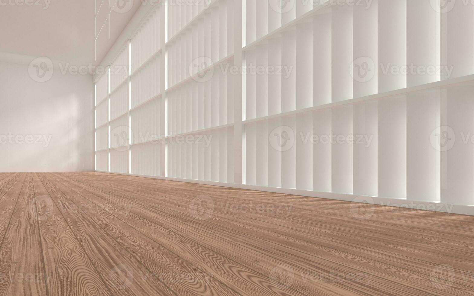 vacío habitación con de madera piso, 3d representación. foto