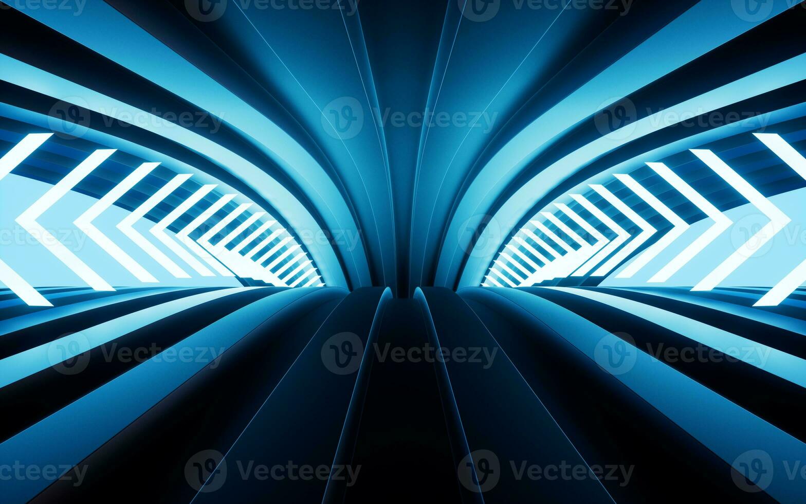 Neon lights and tunnels, 3d rendering. photo
