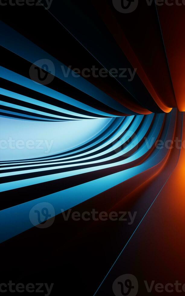 Neon lights and tunnels, 3d rendering. photo
