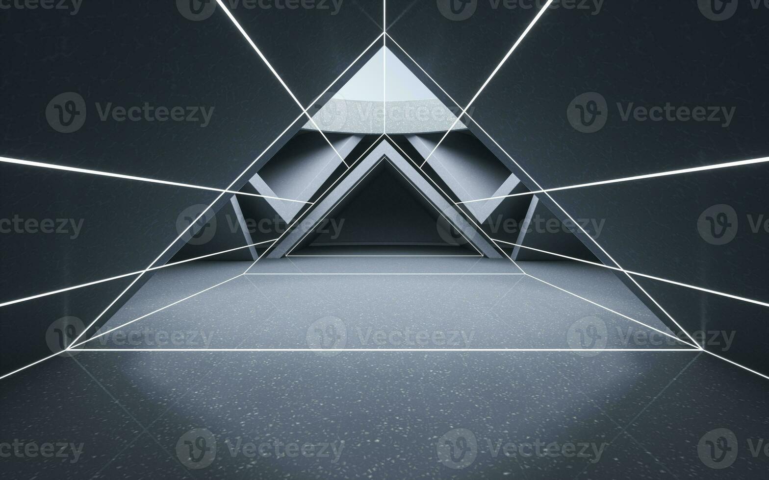 Triangular tunnel, abstract conception, 3d rendering. photo