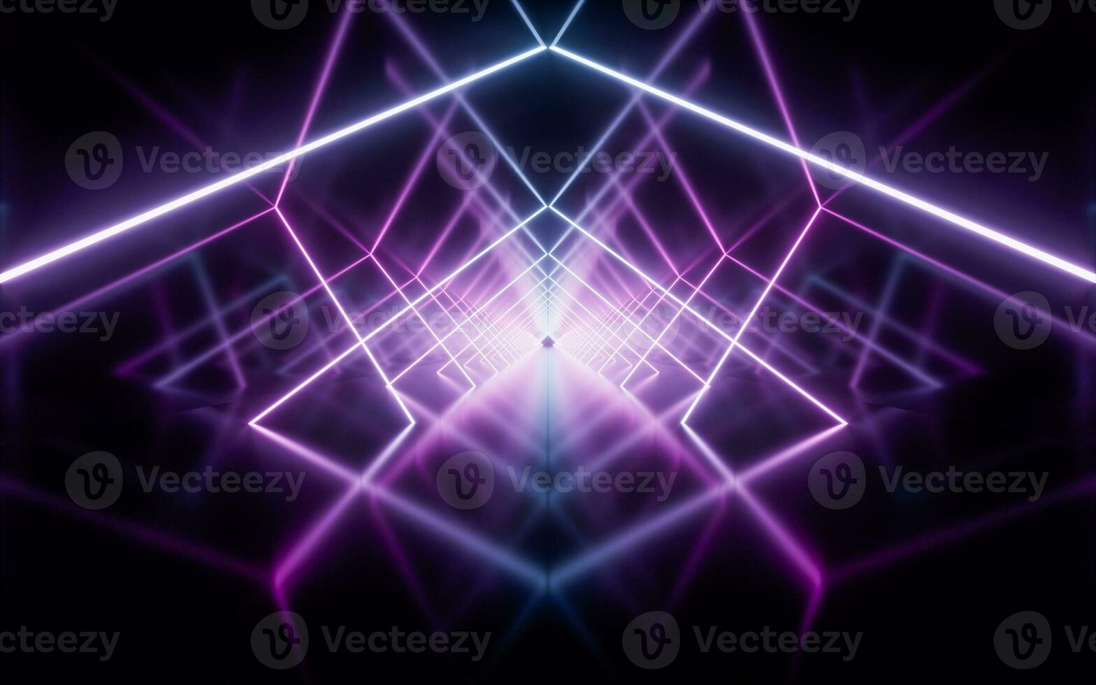 Glowing neon lines tunnel, 3d rendering. photo