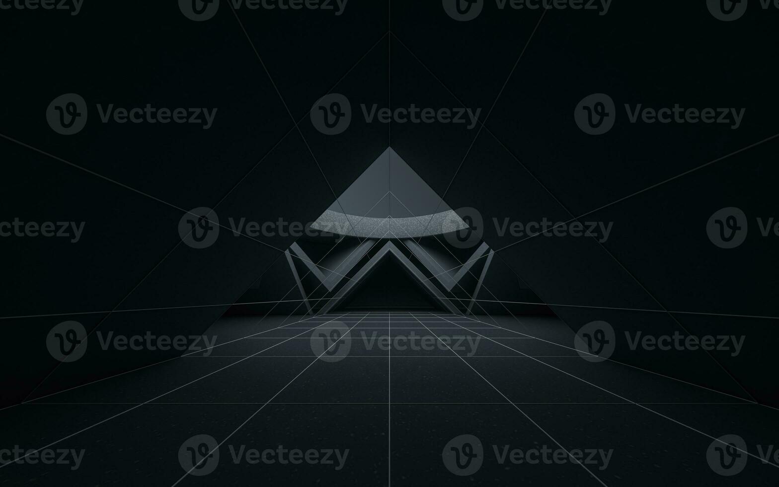 Triangular tunnel, abstract conception, 3d rendering. photo