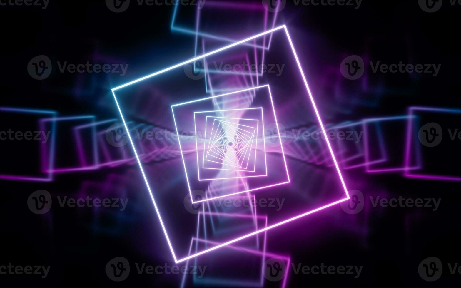 Glowing neon lines tunnel, 3d rendering. photo