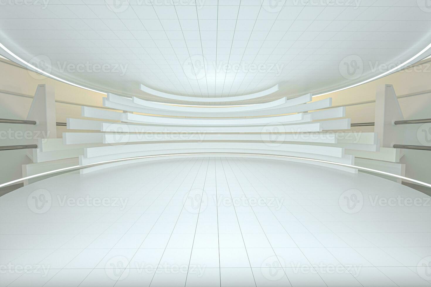 White round room, futuristic structure, 3d rendering. photo