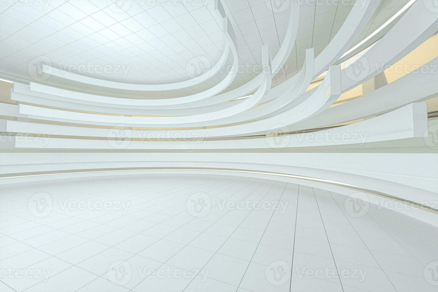 White round room, futuristic structure, 3d rendering. photo
