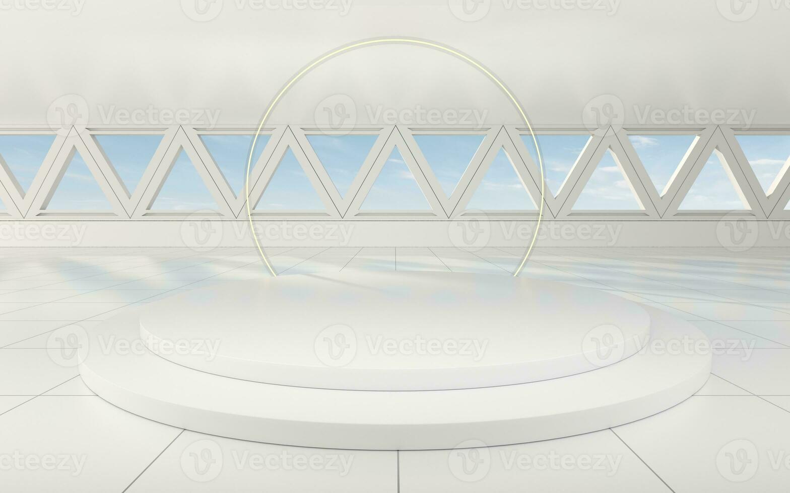 Empty science fiction room, 3d rendering. photo