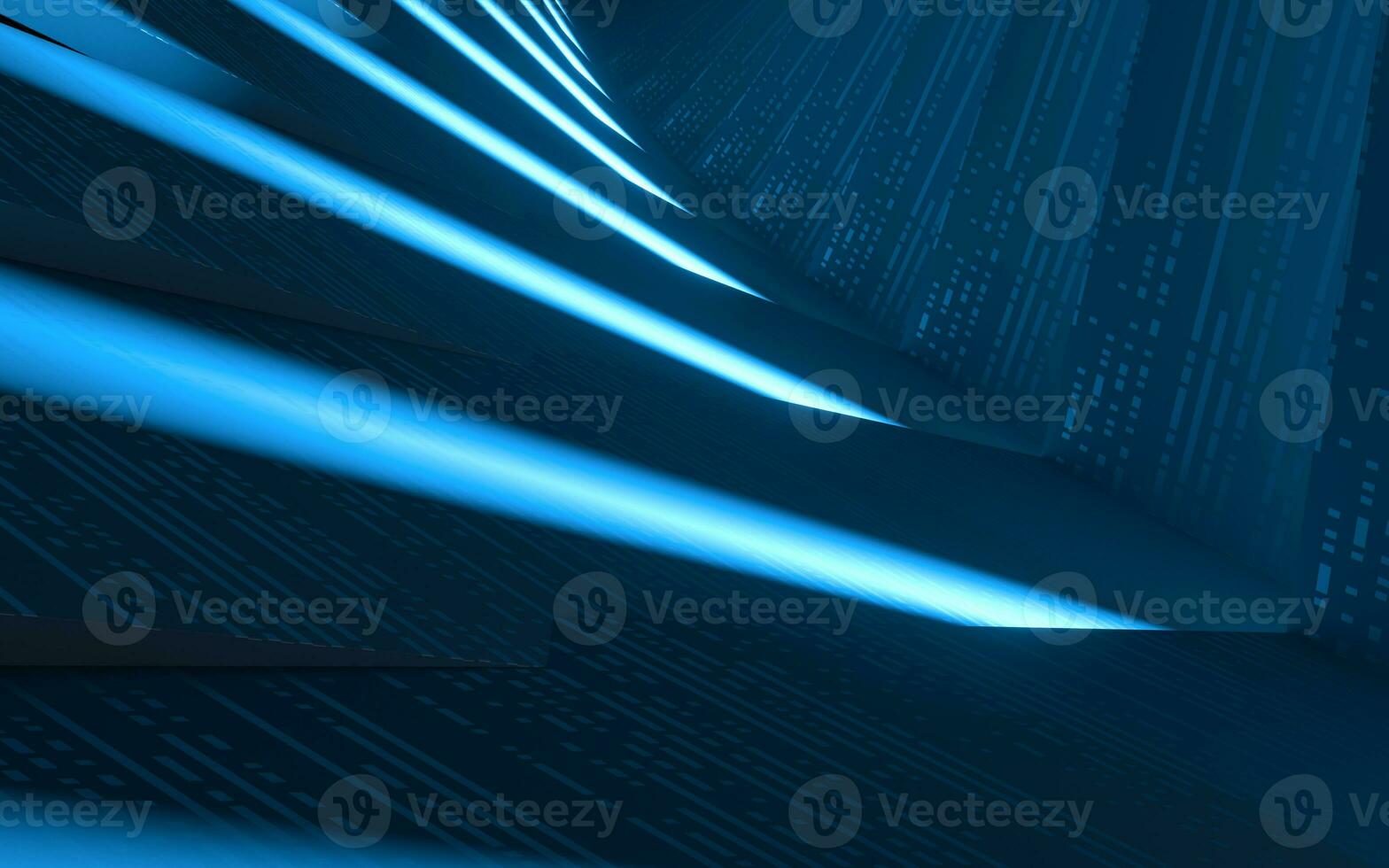 Empty tunnel with technology lines, 3d rendering. photo