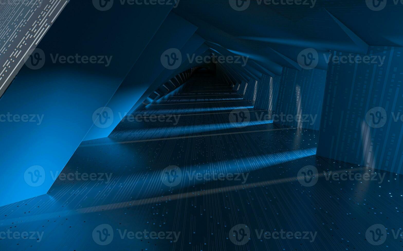 Empty tunnel with technology lines, 3d rendering. photo