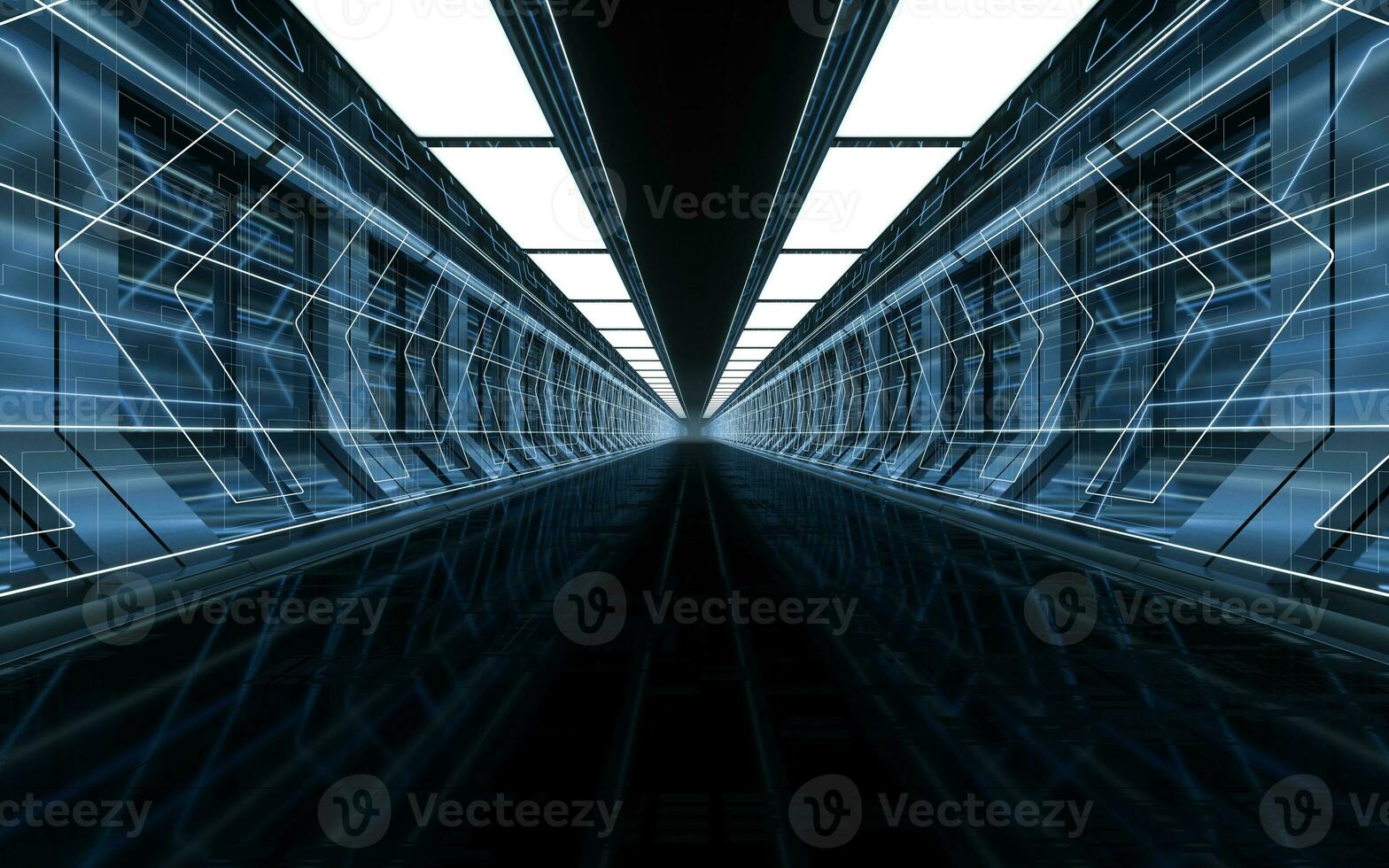 Dark science fiction tunnel, 3d rendering. photo