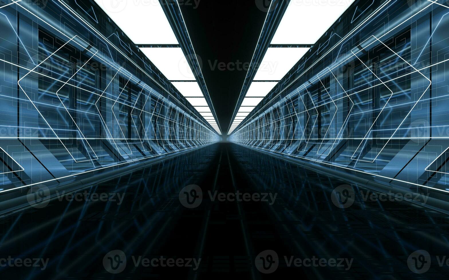 Dark science fiction tunnel, 3d rendering. photo