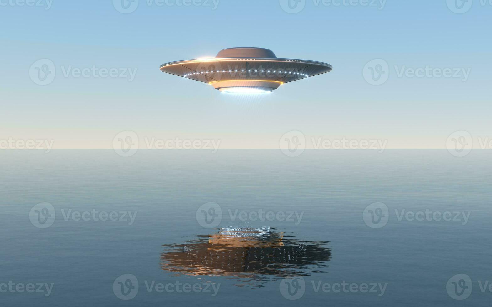 Science fiction UFO spaceships, 3d rendering. photo