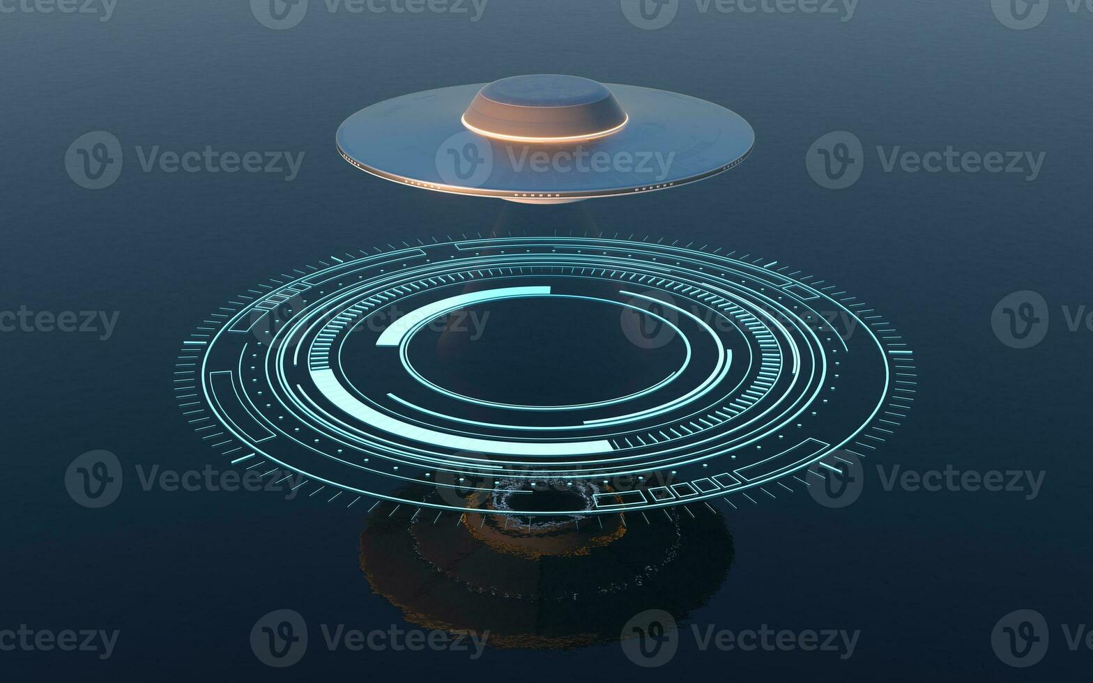 Science fiction UFO spaceships, 3d rendering. photo