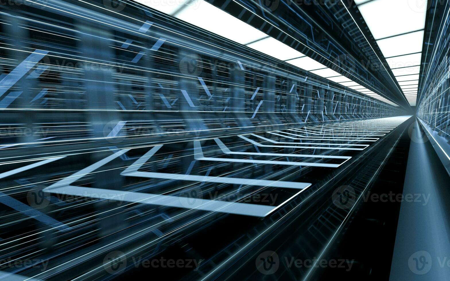 Dark science fiction tunnel, 3d rendering. photo