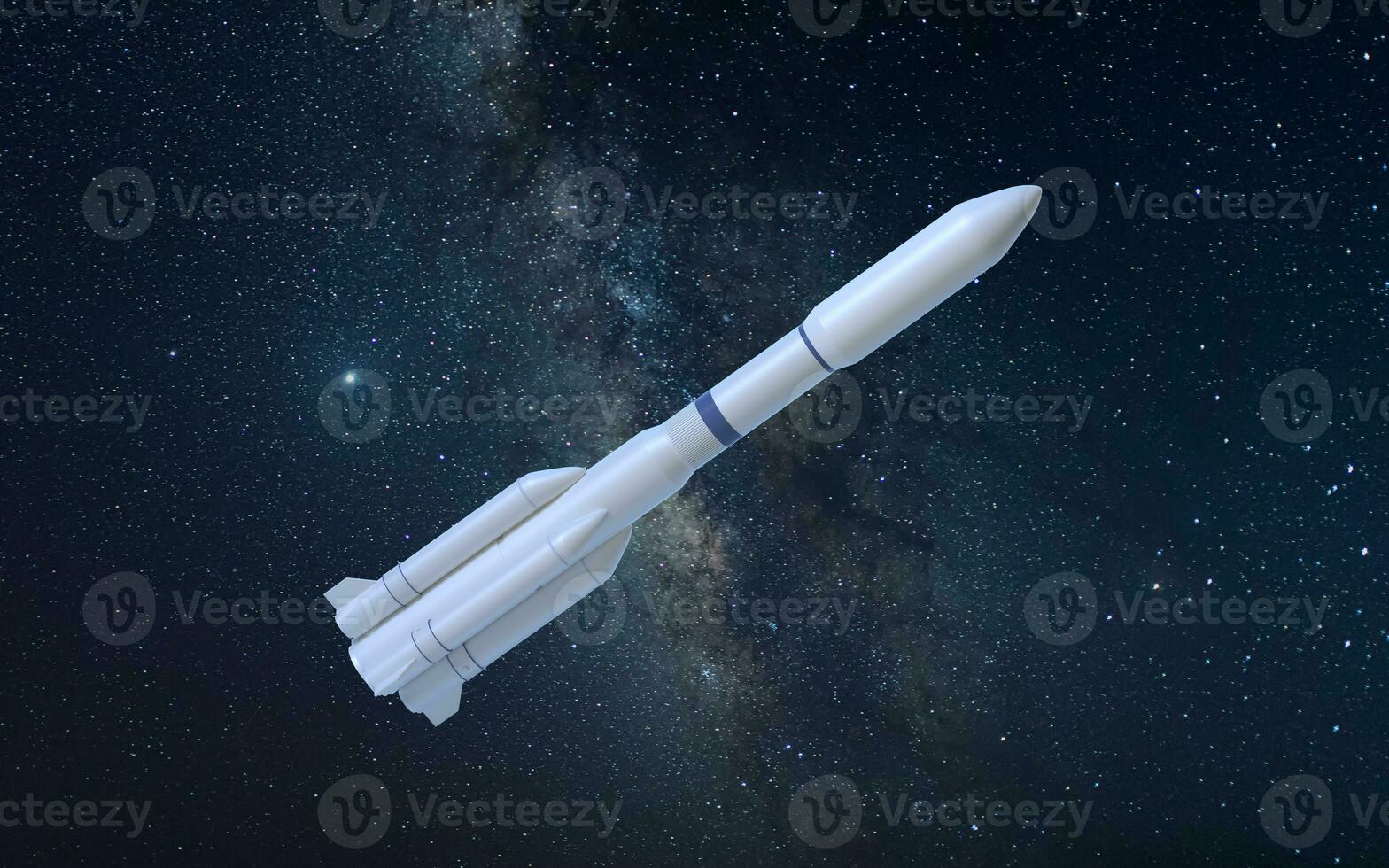 Rocket and nebula, 3d rendering. photo