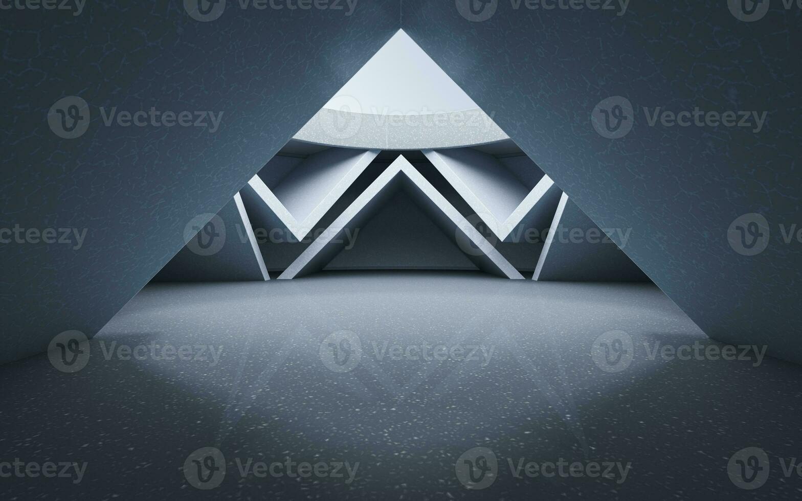 Triangular tunnel, abstract conception, 3d rendering. photo