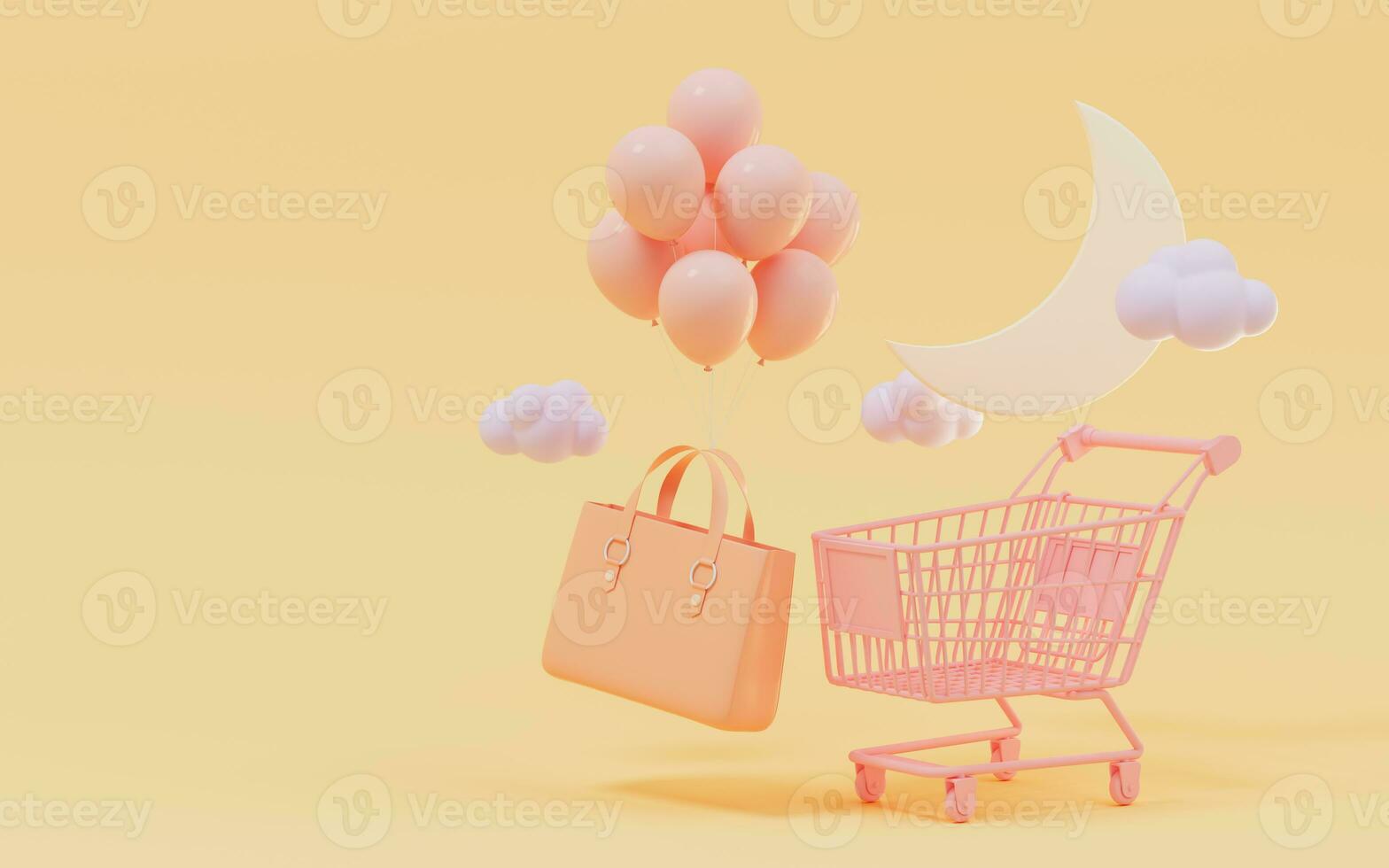 Shopping and gifts, shopping theme, 3d rendering. photo