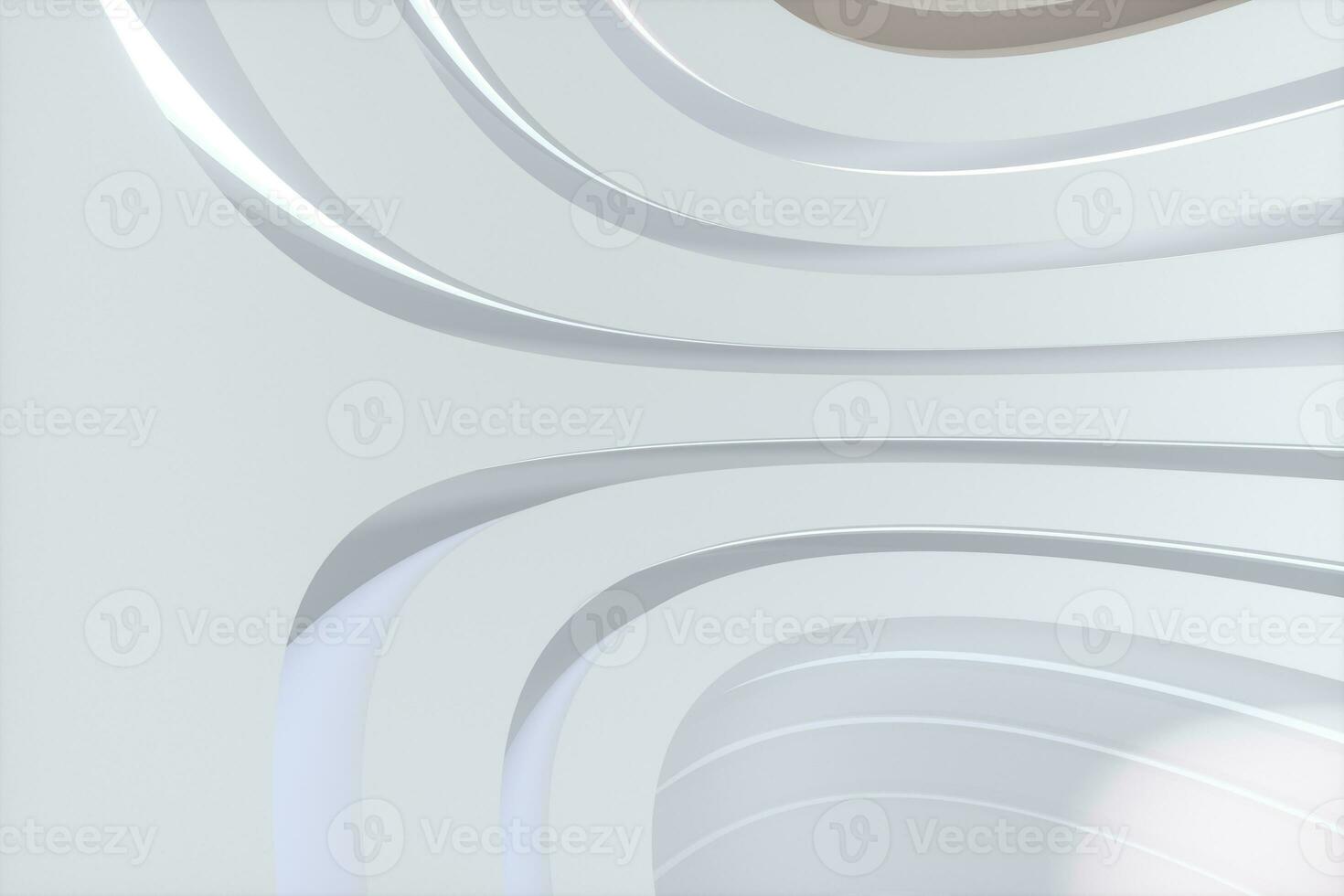 Bright round sci-fi shape room, 3d rendering. photo