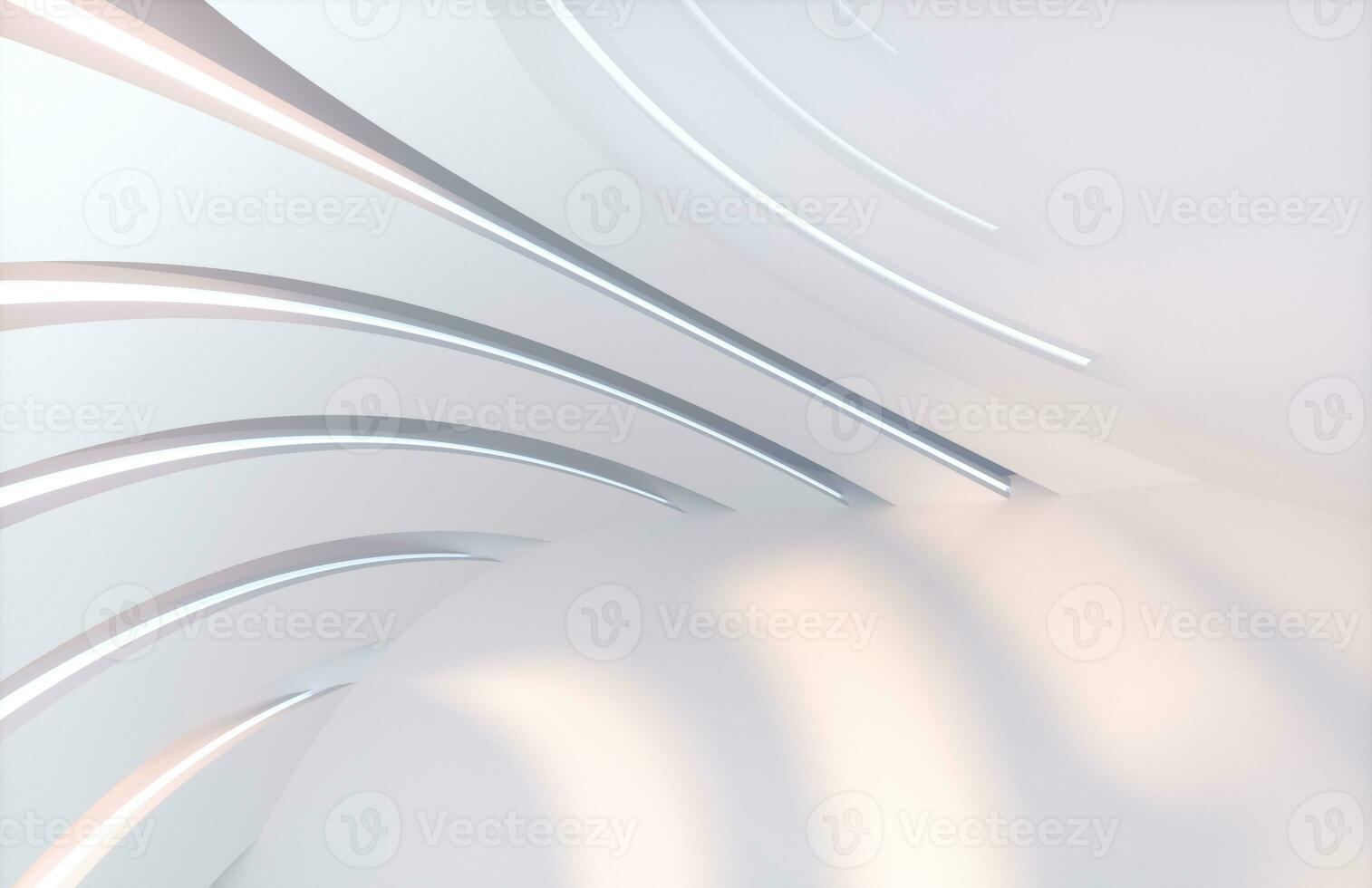 Bright round sci-fi shape room, 3d rendering. photo