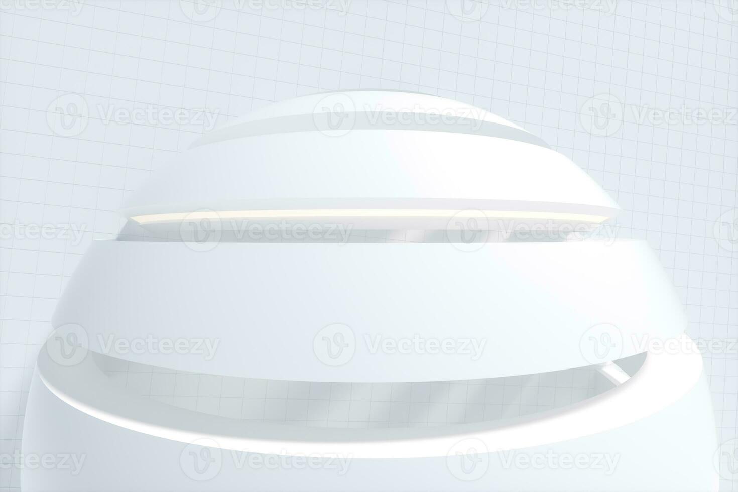 Bright round sci-fi shape room, 3d rendering. photo