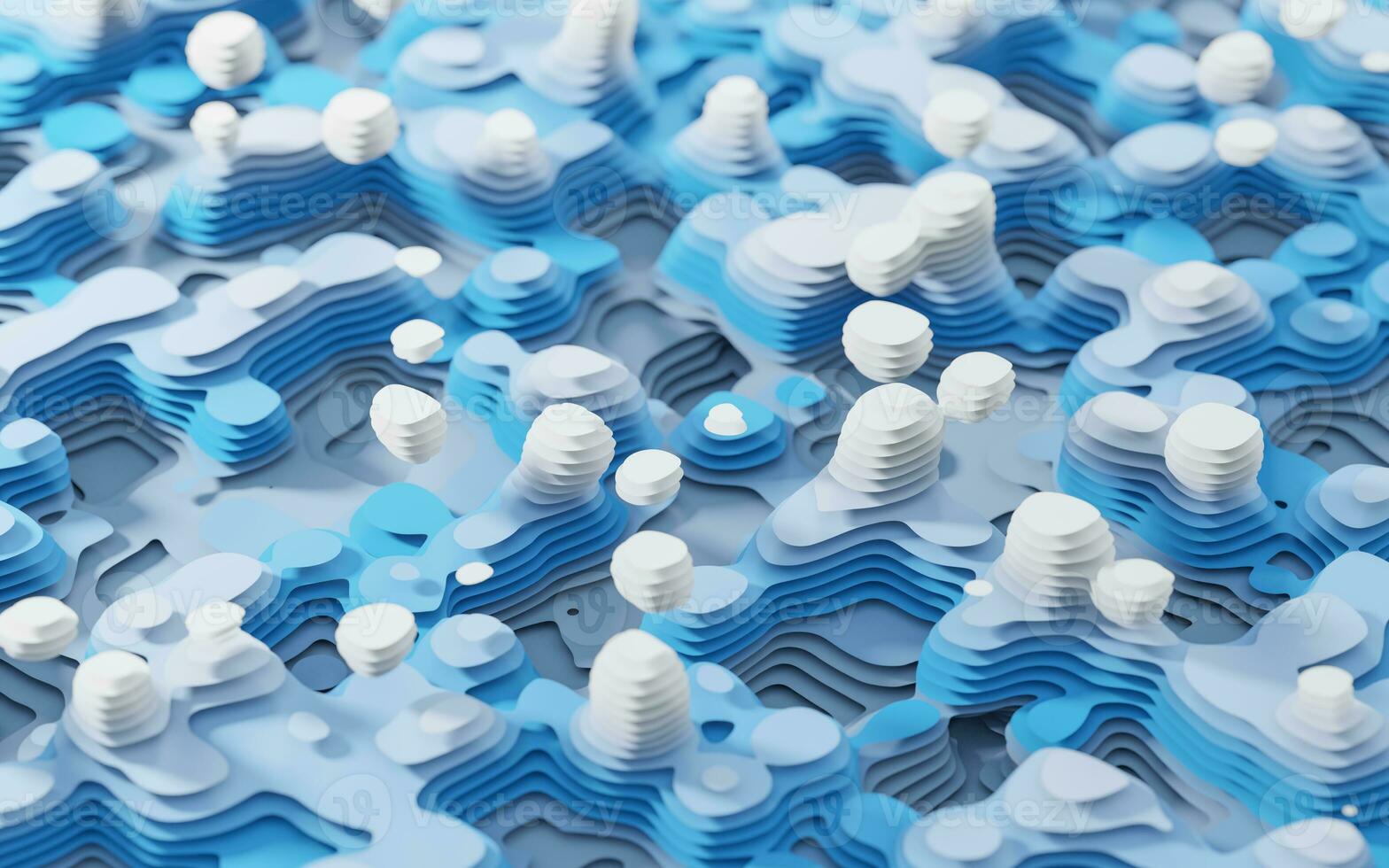 Wave pattern paper cut background, 3d rendering. photo