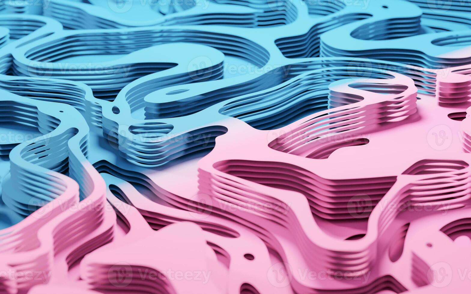 Wave pattern paper cut background, 3d rendering. photo