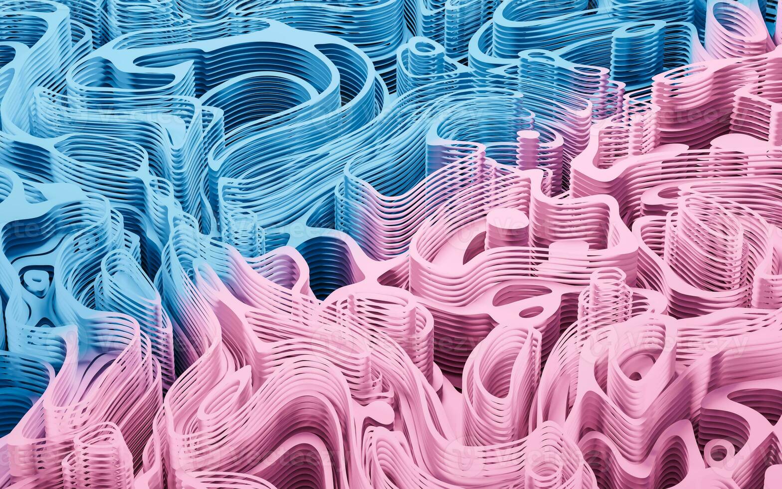 Wave pattern paper cut background, 3d rendering. photo
