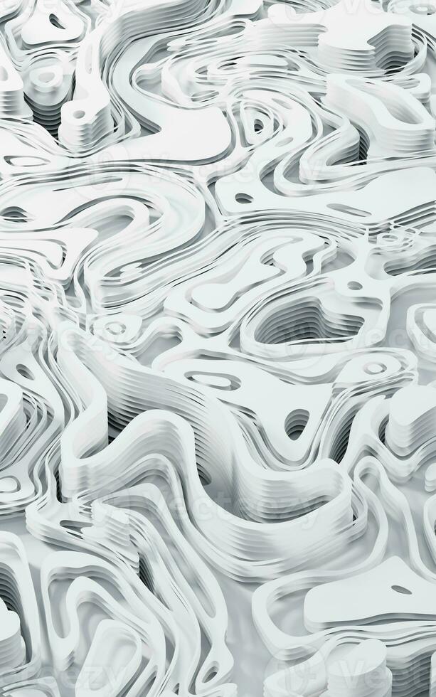 Wave pattern paper cut background, 3d rendering. photo