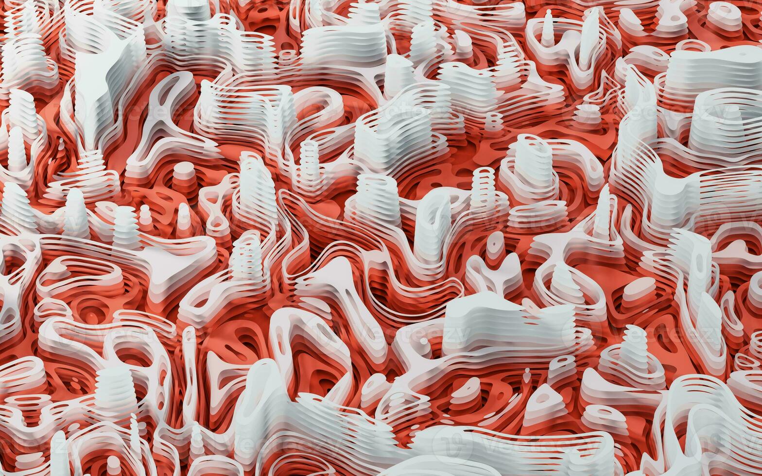 Wave pattern paper cut background, 3d rendering. photo