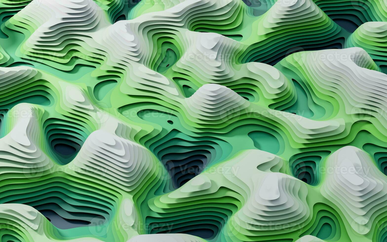 Wave pattern paper cut background, 3d rendering. photo