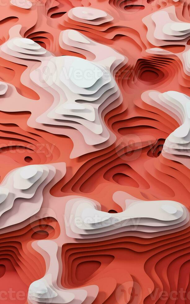 Wave pattern paper cut background, 3d rendering. photo