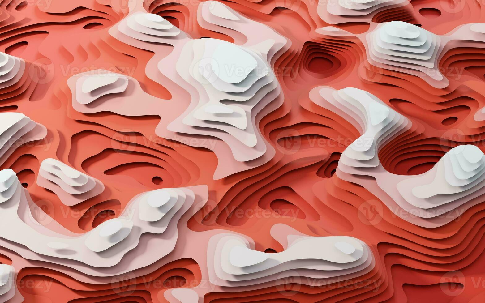 Wave pattern paper cut background, 3d rendering. photo