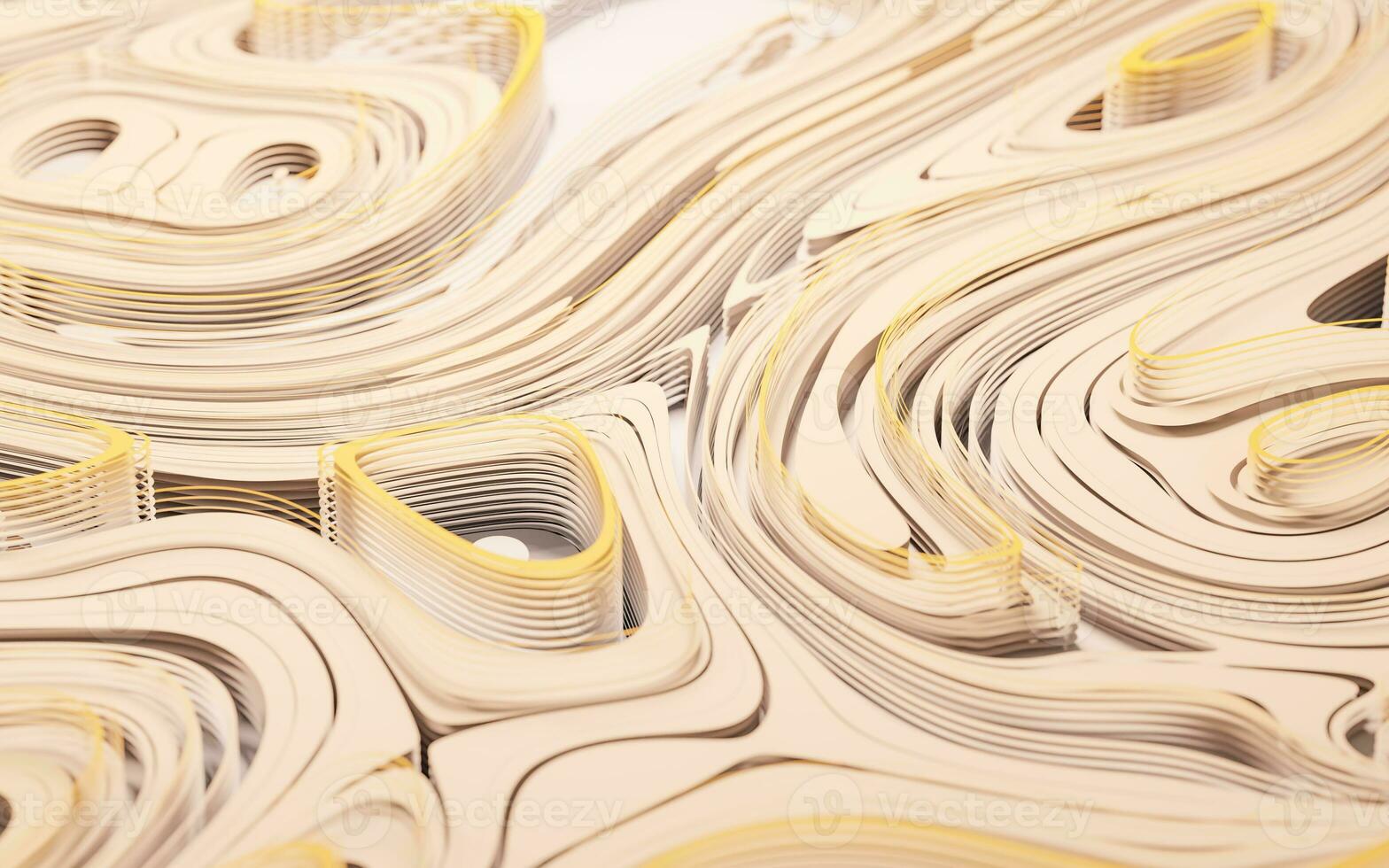 Wave pattern paper cut background, 3d rendering. photo