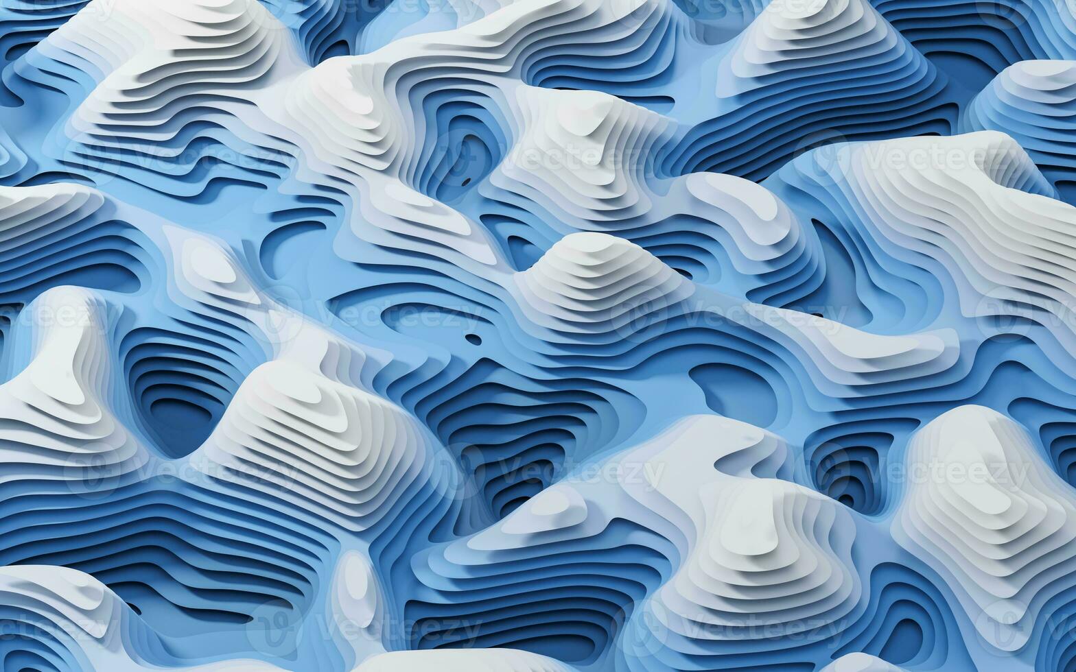 Wave pattern paper cut background, 3d rendering. photo