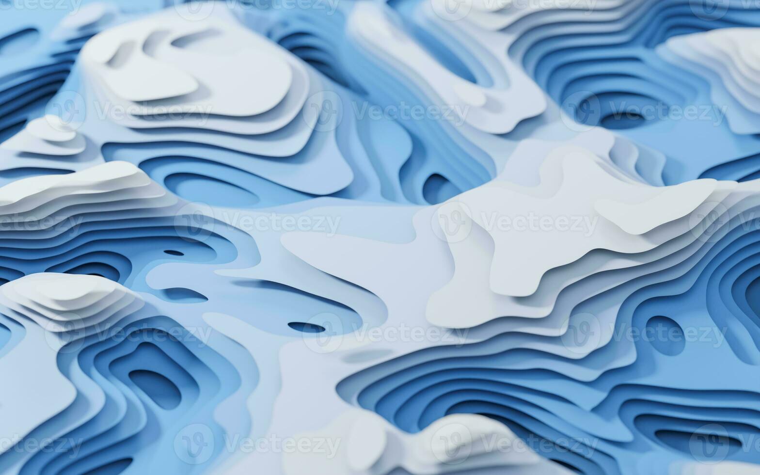 Wave pattern paper cut background, 3d rendering. photo