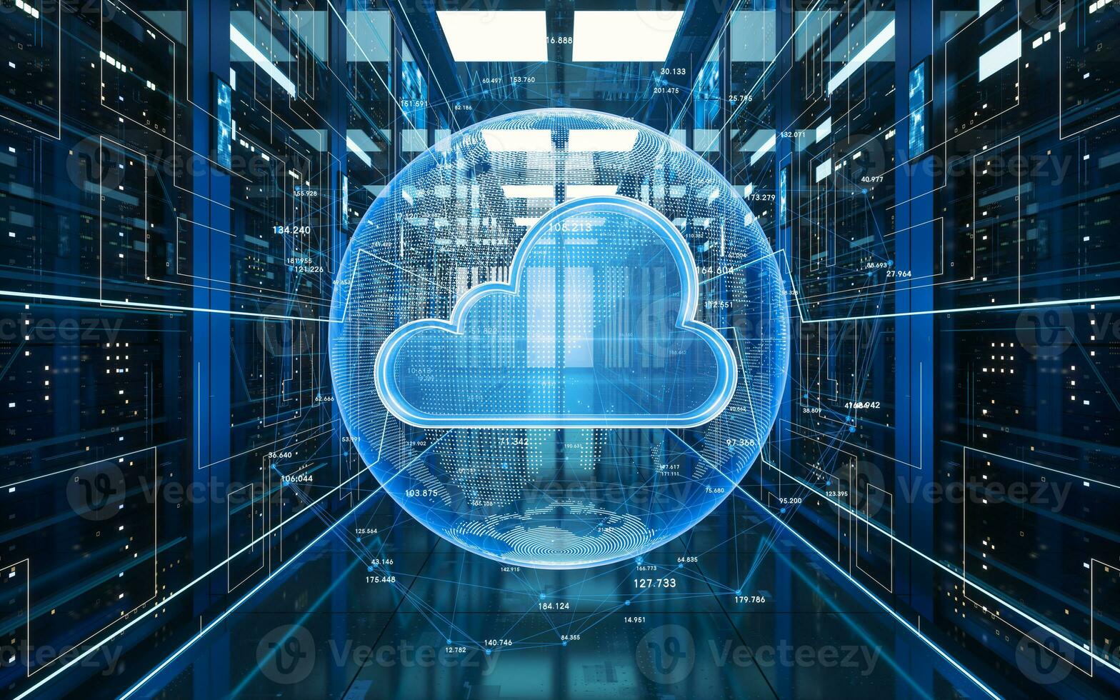 Big data and cloud computing, 3d rendering. photo