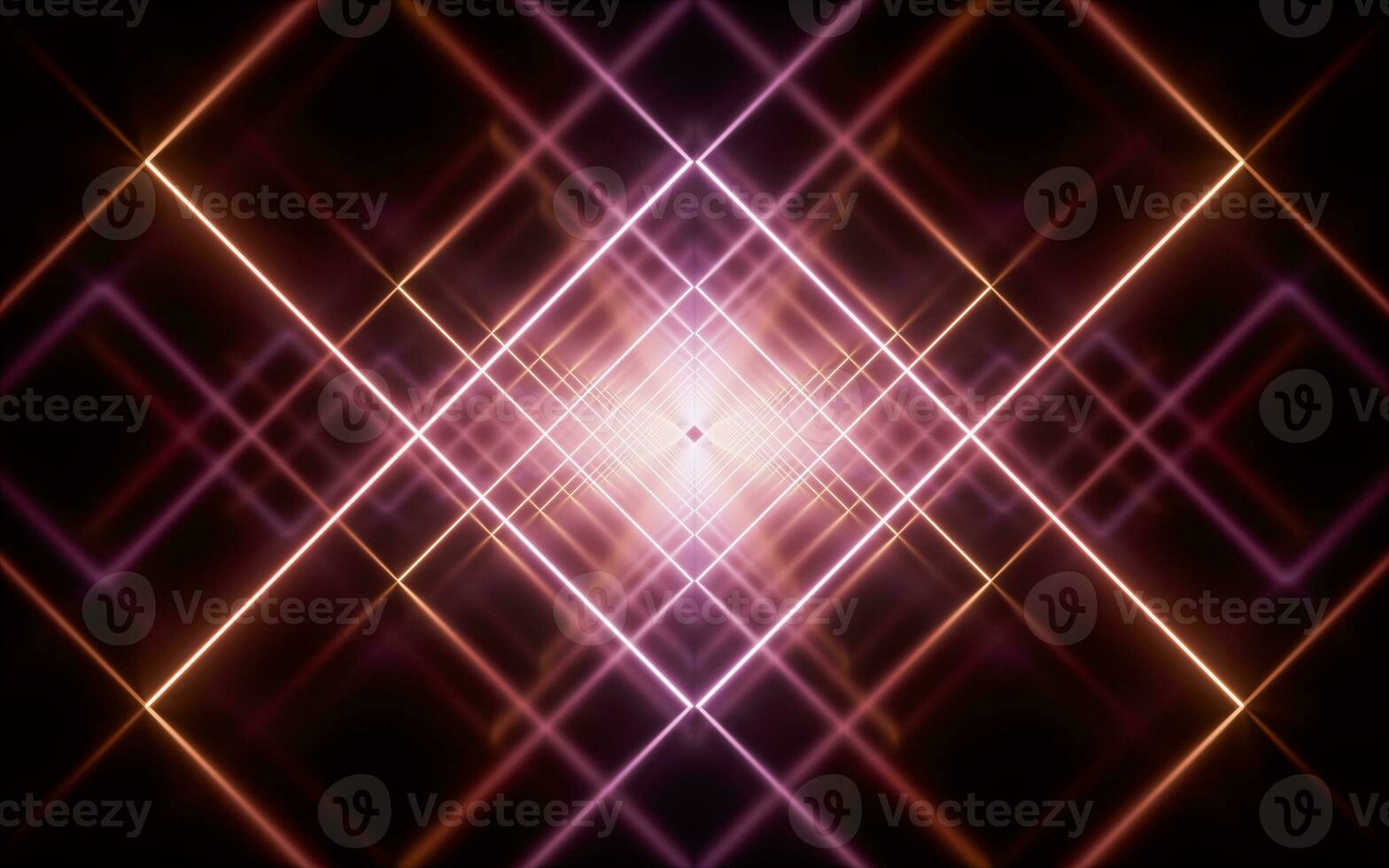 Glowing neon lines tunnel, 3d rendering. photo