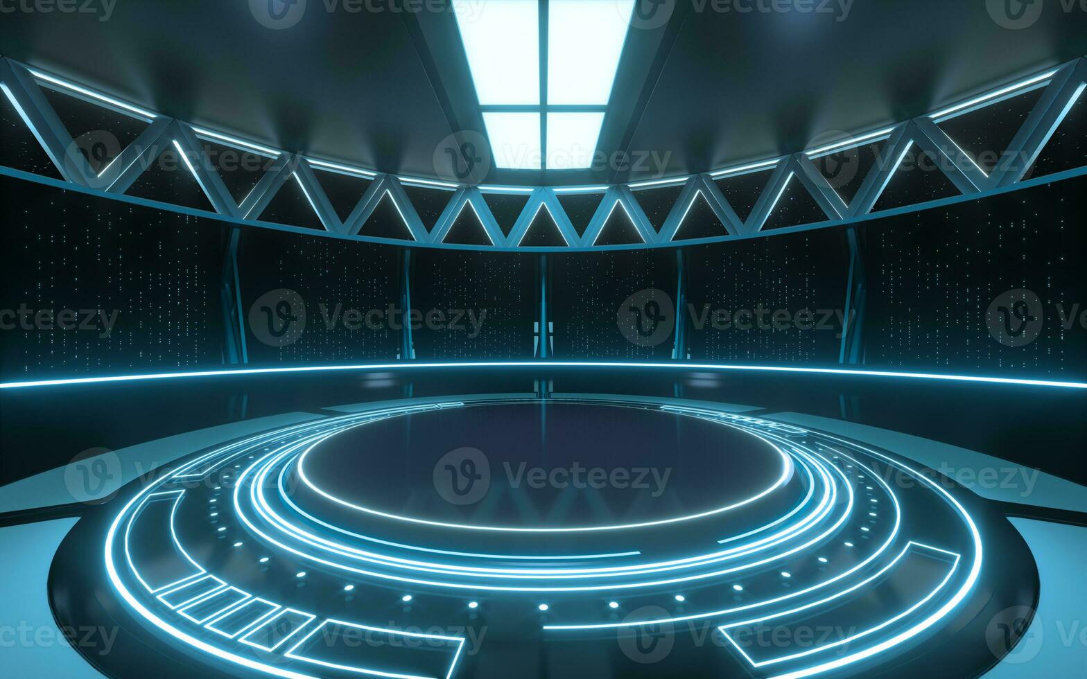 Empty round science fiction room, 3d rendering. photo