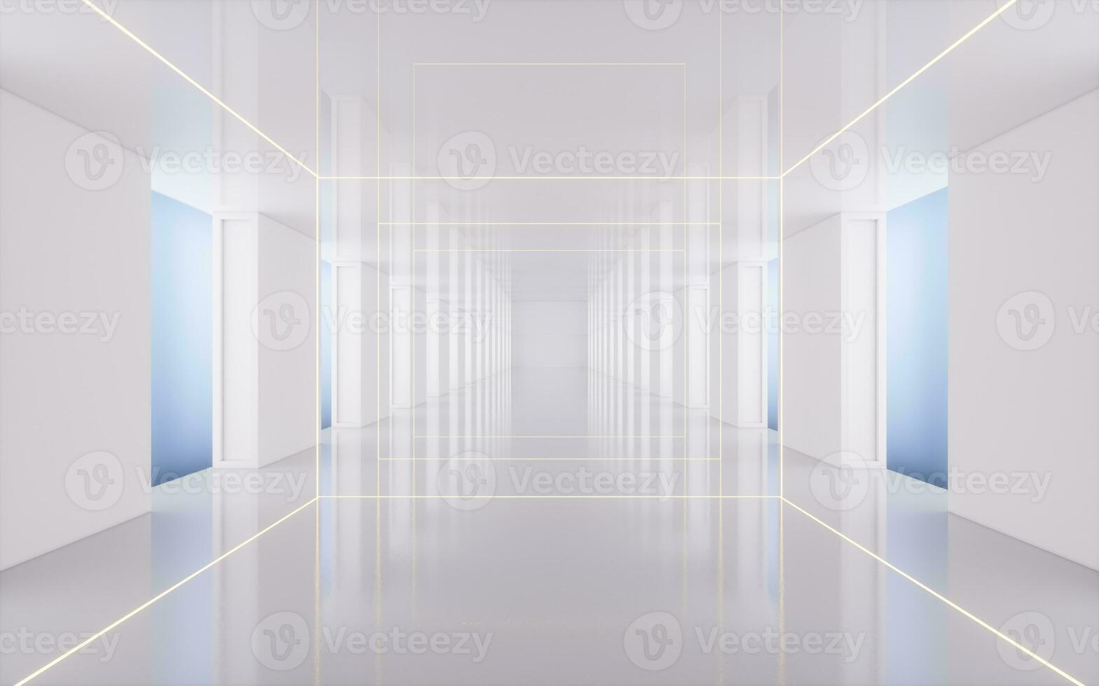 Empty white tunnel, 3d rendering. photo